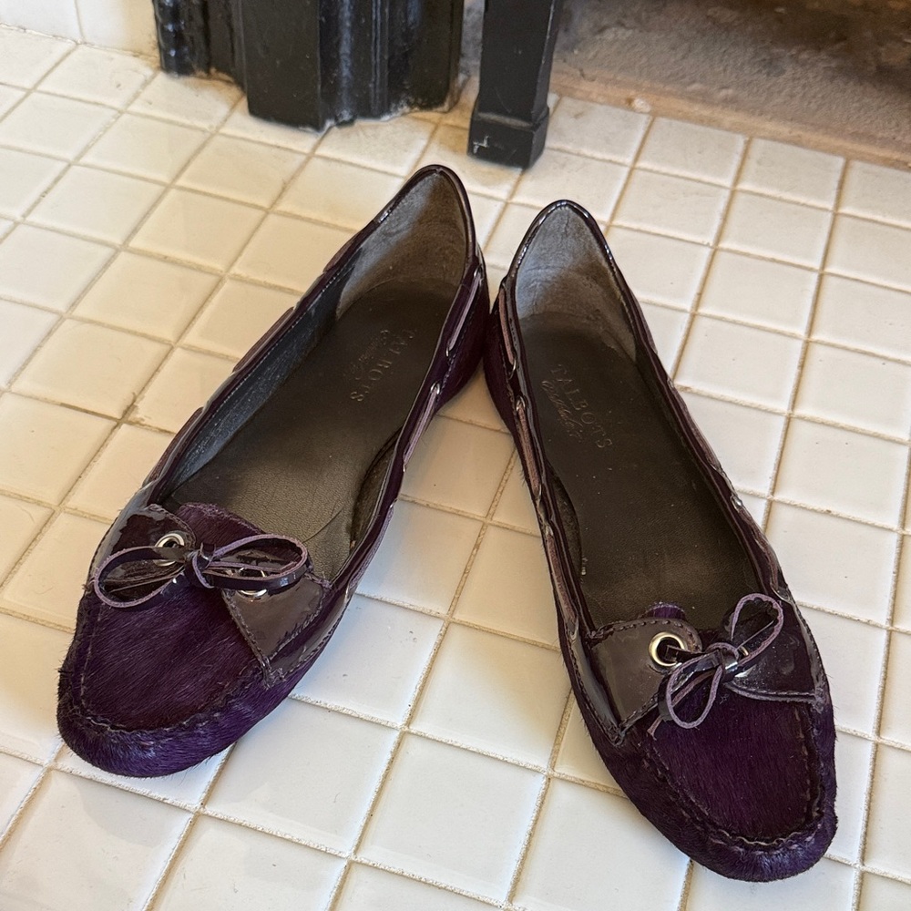Talbots purple‎ calf hair loafers- worn about 8x